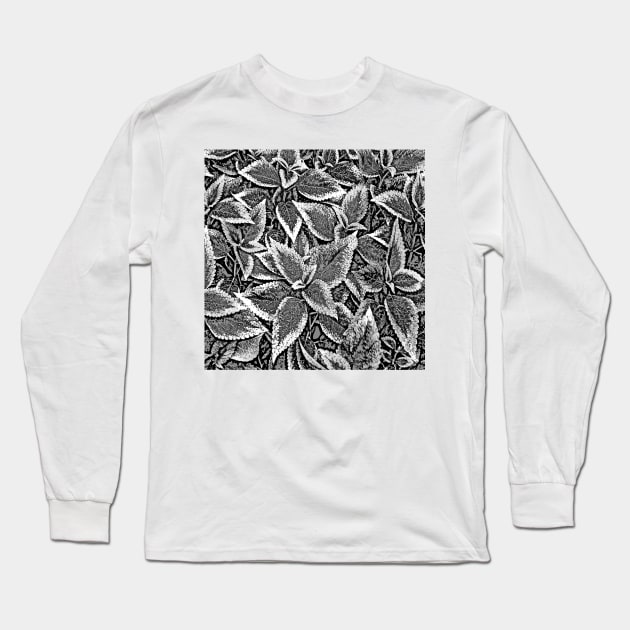 Leaves #14 in Black & White Long Sleeve T-Shirt by markross